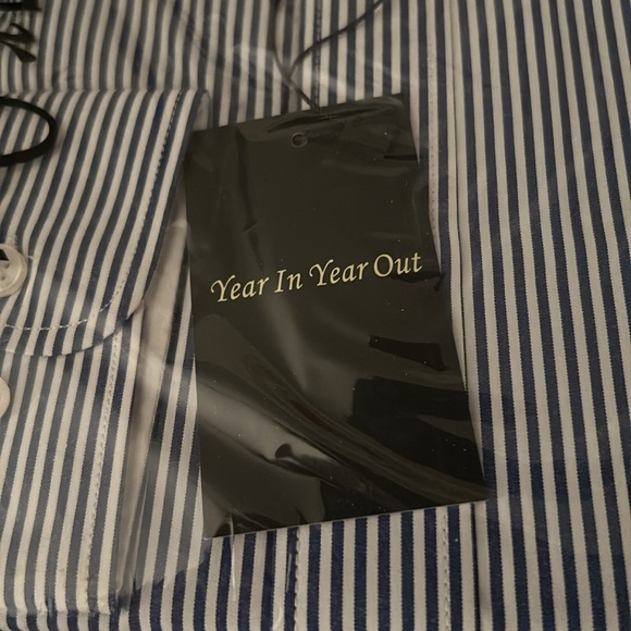 Year in Year Out: Men’s XL: Long Sleeve Dress Shirt: Blue Stripe: new in bag - Picture 3 of 5